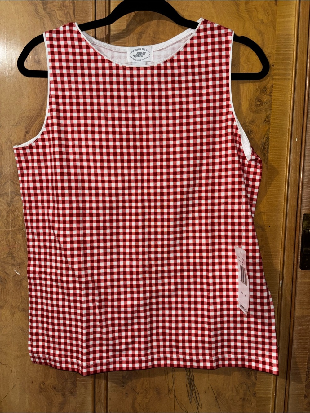 Red Gingham Sleeveless Top - size Small